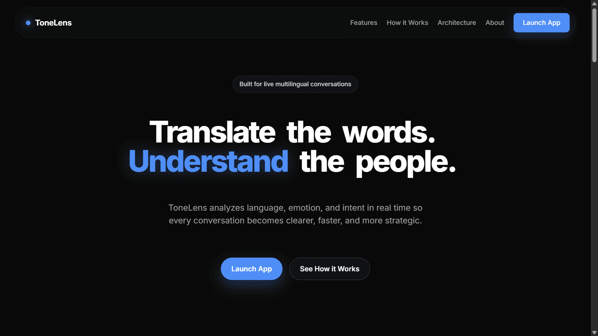 ToneLens real-time emotional intelligence tool built by TaskDrift